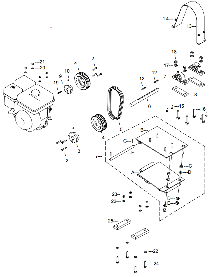 Little Beaver KT1200B Belt Drive Assembly Parts Diagram